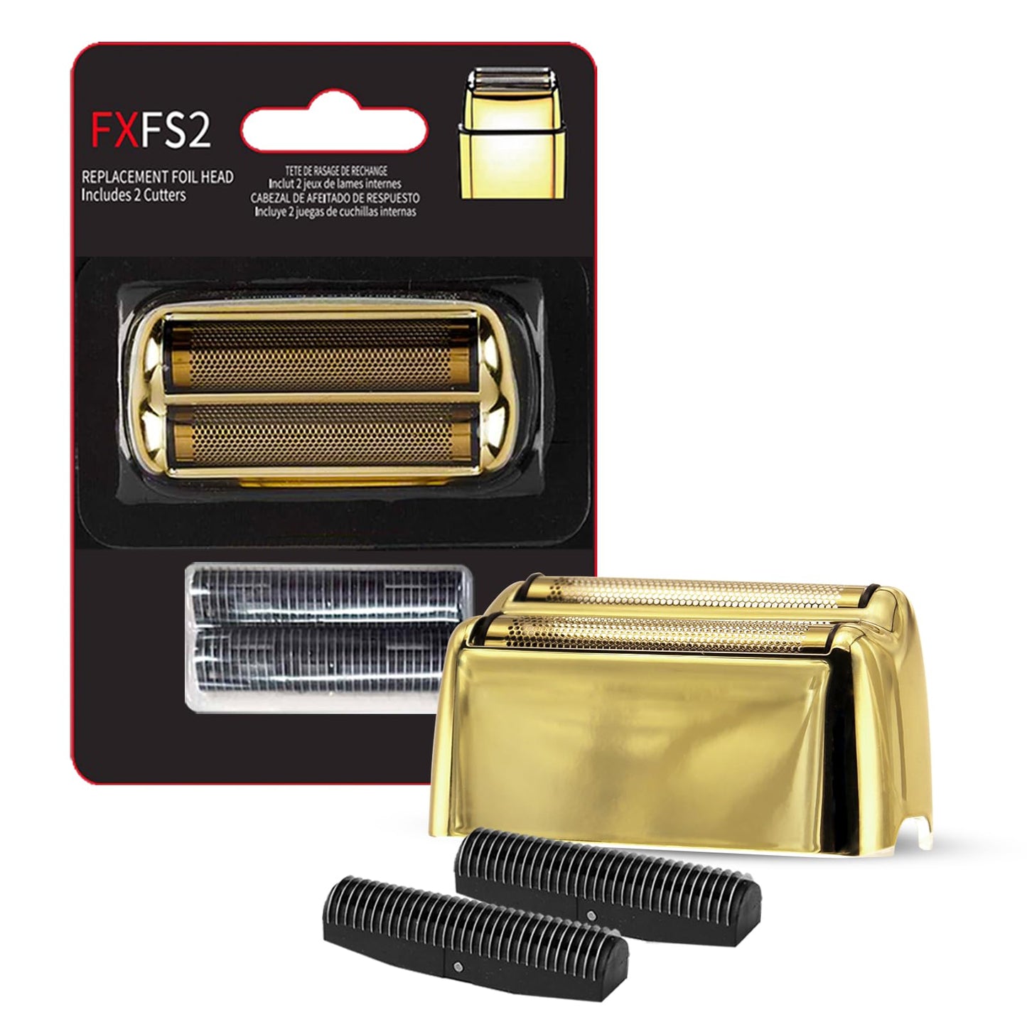 OXSITO 3Pack Golden Pro Replacement Foil and Cutters for Babylis FXFS02 Series MetalFX Double Foil Shavers