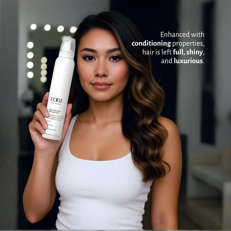 ECRU New York Body Building Fiber Mousse, Hair Mousse for Volume, Volumizer for Fine Hair, 6.76oz