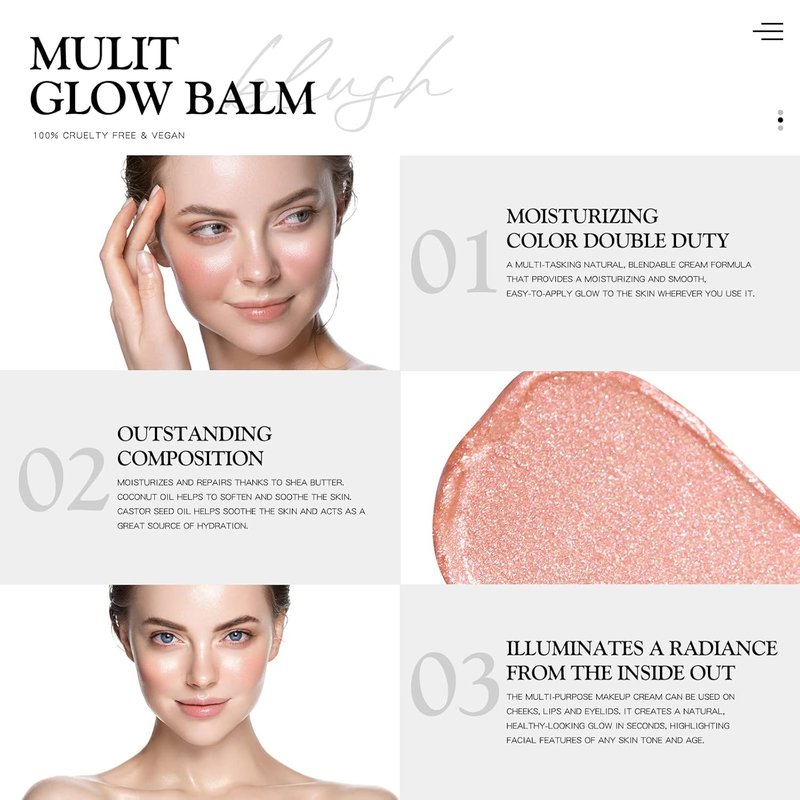 Cream Blush for Cheeks - Hydrating, Lightweight & Blendable Color | Vegan Formula with Vitamin E