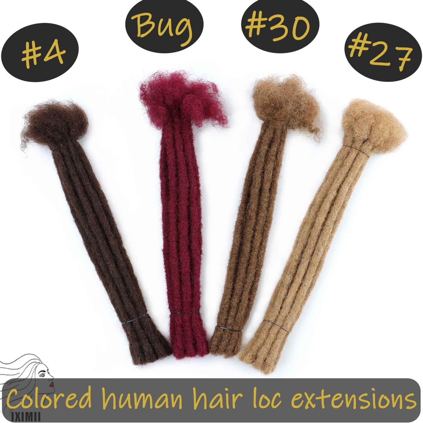 IXIMII #4 Dreadlock Extensions Human Hair 0.8 cm 8 inch 20 Strands Chocolate Brown Handmade Permanent locs with Needles and Comb Real Human Hair Dreads Extensions for Women Men Kids
