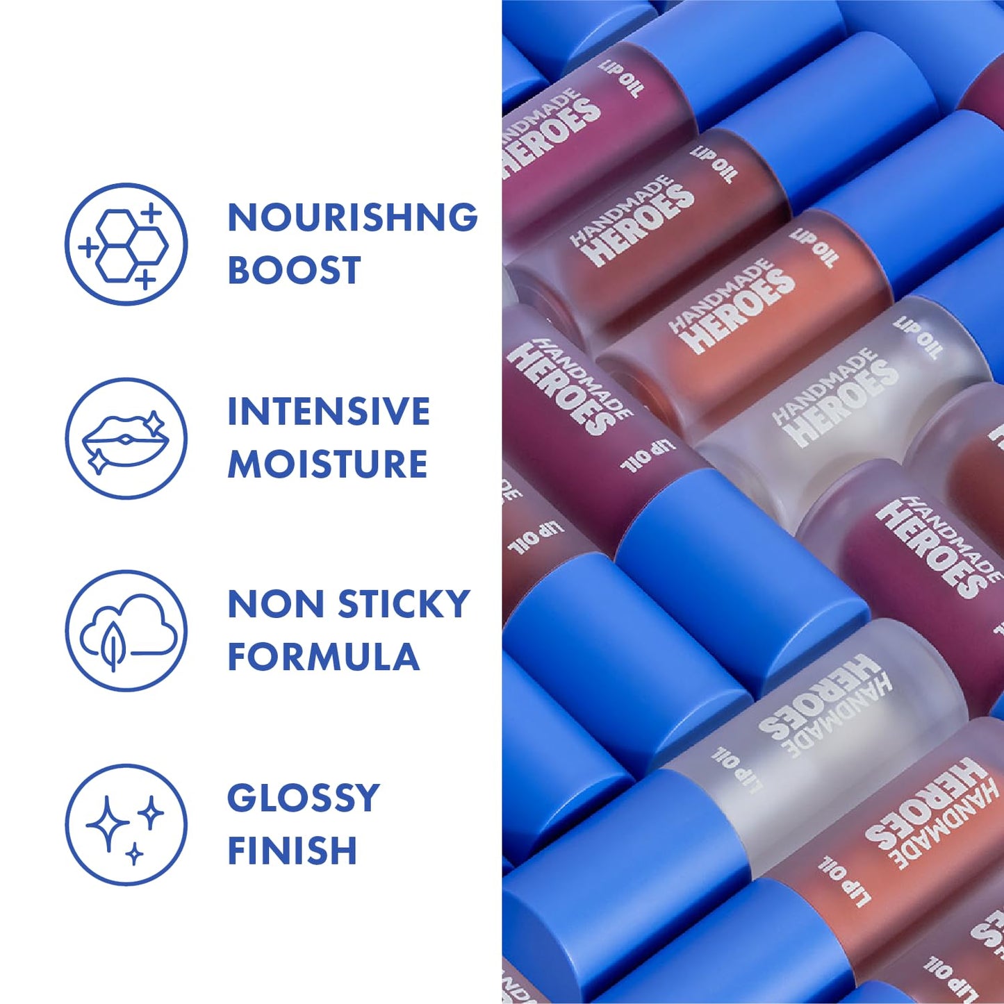 Handmade Heroes 100% Natural Vegan Lip Oil with Squalane Non-Sticky Lip Gloss Moisturizing, Shiny, Nourishing Korean Lip Gloss Lip Treatment - Pack of 3
