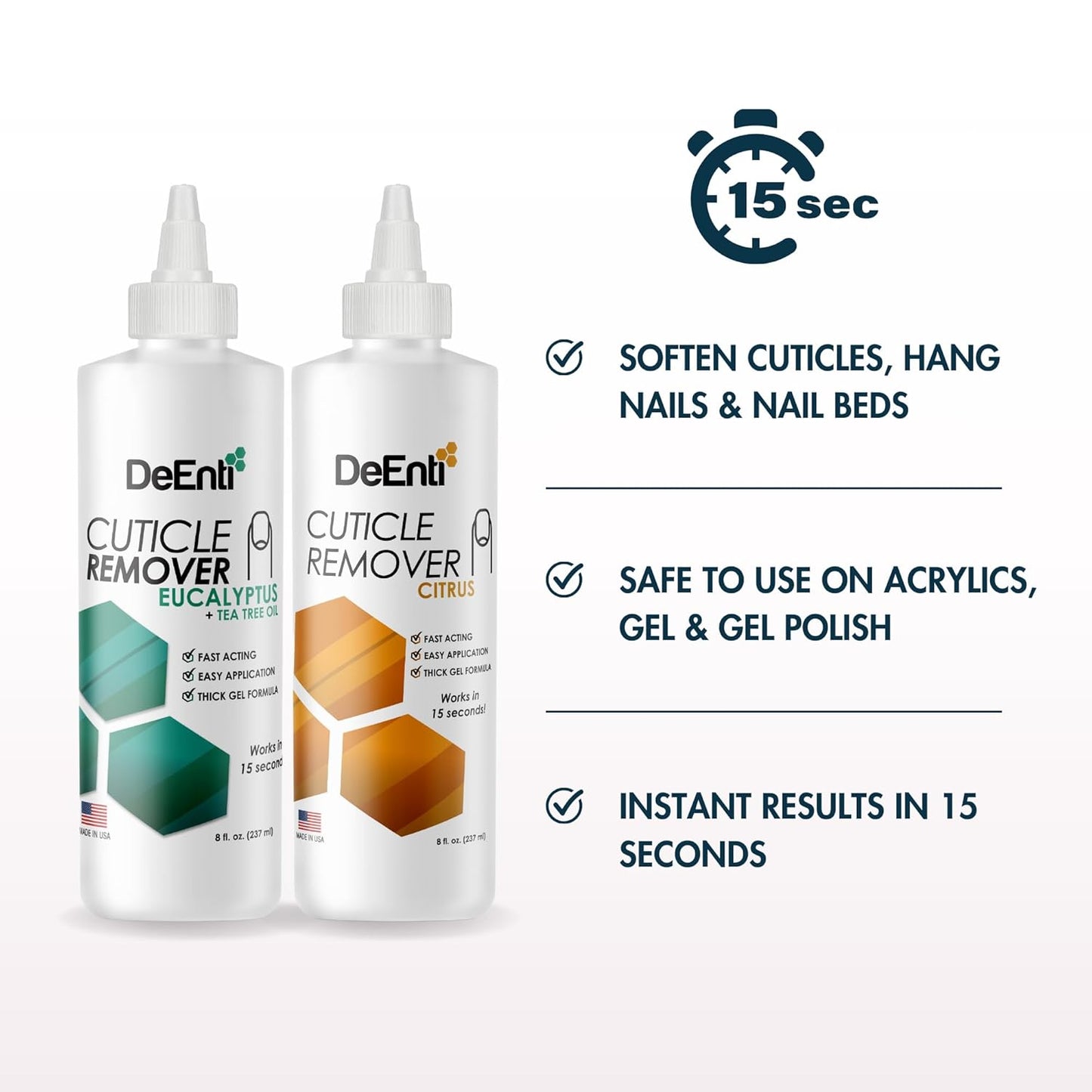 Instant Cuticle Remover Gel - Professional 15-Second Softener for Hand, Foot & Nail Care | 8oz Bottle