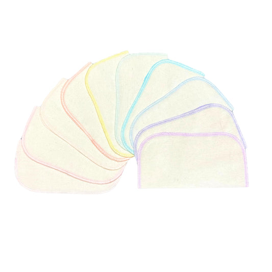 Gina's Soft Cloth Shop 1 Ply Organic Flannel Washable Baby Wipes 8 x 8 Inches 10 Pack Assorted Pastel Set- Proudly Made in The USA!