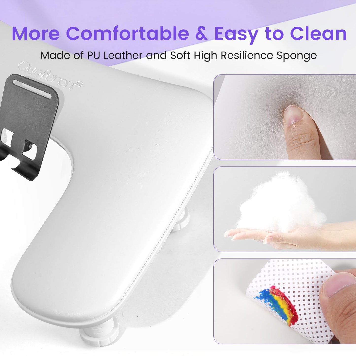 Arm Rest for Nails Tech: 3rd Generation Manicure Nail Arm Rest with Rotating Phone Stand, U-Shaped Height Adjustable Hand Rest Pillow for Acrylic Nails White