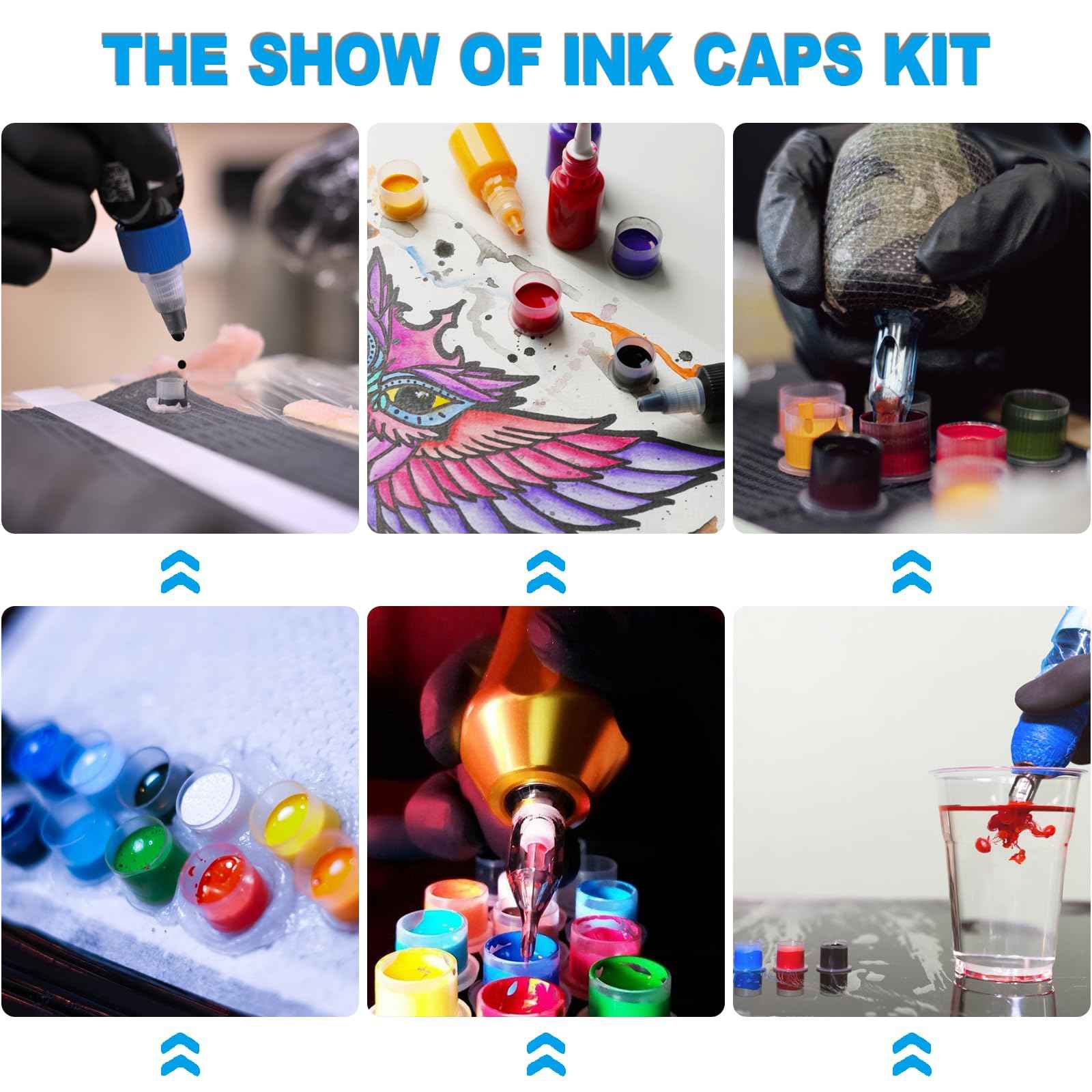 Tattoo Ink Caps - Emalla 1000Pcs Medium Tattoo Ink Cups Disposable Ink Caps with Base #14MM Plastic Tattoo Caps Pigment Container Ink Cups for Tattoo Ink Tattoo Supplies