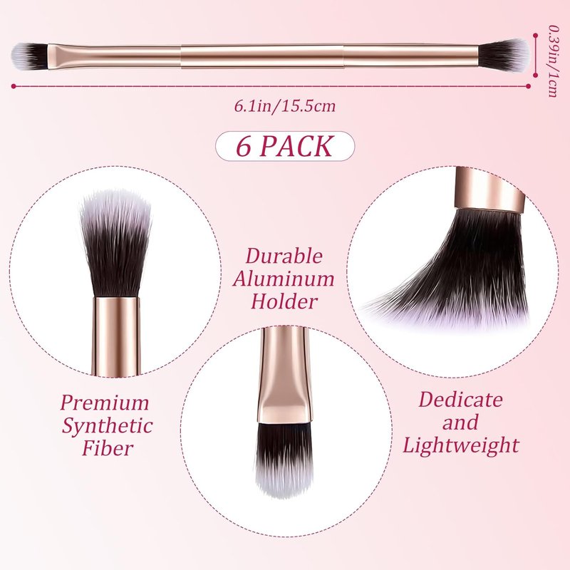 Bokon 50 Pcs Eyeshadow Smudge Brush Set - 2-in-1 Double-Ended Applicators for Blending Eye Shadow & Concealer | Soft Firm Pointed Tips