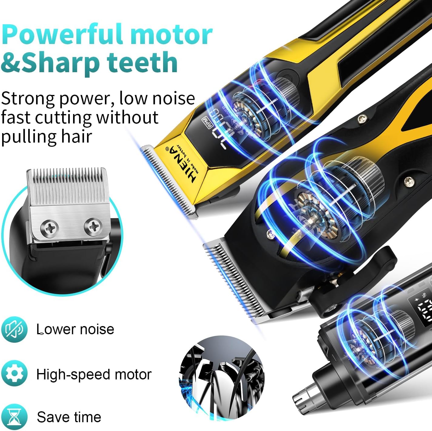 Professional Hair Clippers for Men - Electric Barber Clipper Set with LED Display | Complete Hair Trimmer Kit