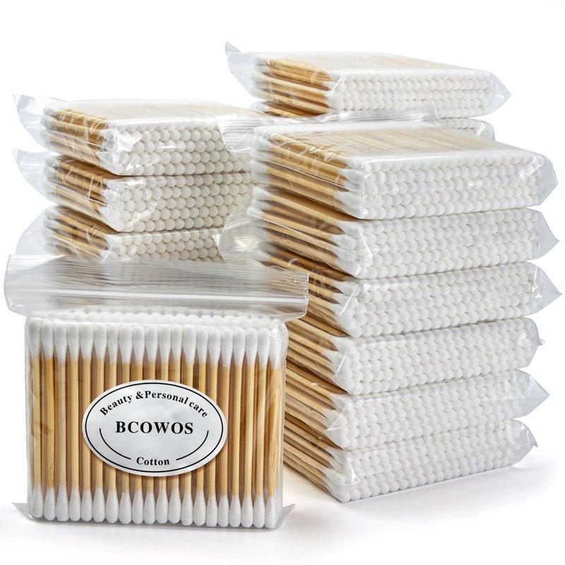 Bamboo Cotton Swabs 2000ct(20 Pack), 3 inch Double Tips Cotton Swabs with Wooden Sticks for Ears, Makeup, Personal Grooming and Household Cleaning