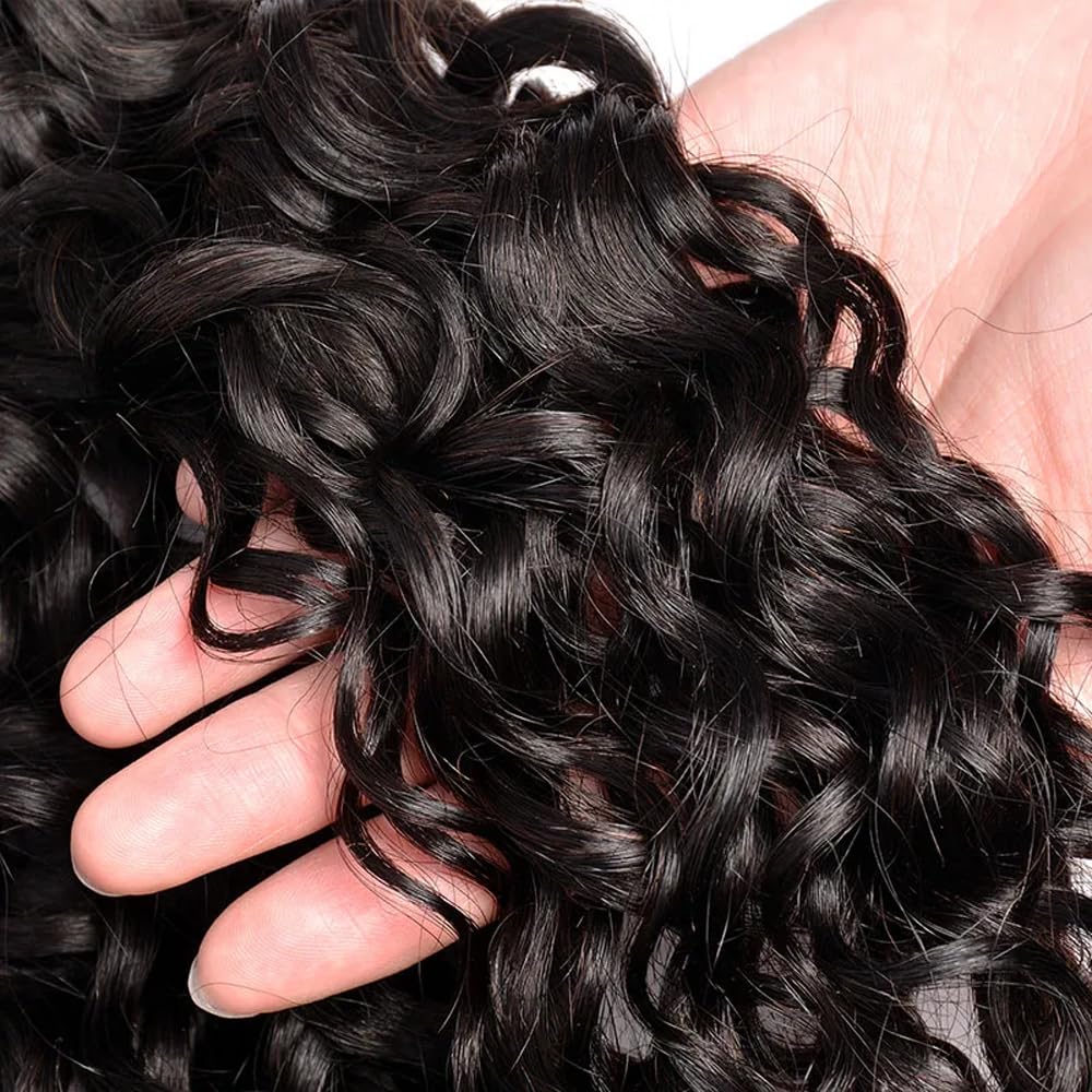 Water Wave Human Hair Bundles Wet And Wavy Bundle Healthy And Soft 12 14 16 Inch Natural Black Color Unprocessed Brazilian Remy Hair Extensions Double Weft 3Pcs/Set