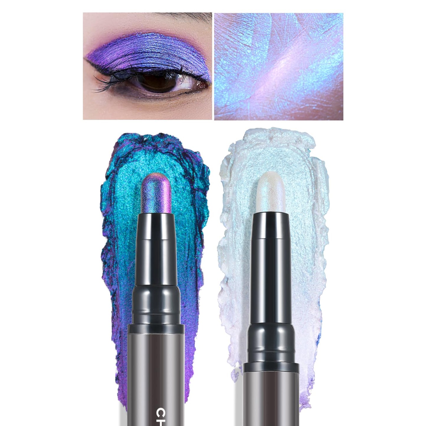 Multichrome 2-in-1 Cream Eyeshadow Stick - Waterproof Eye Brightener & Highlighter, Vegan, Smudge-Proof | High Pigment (#904)