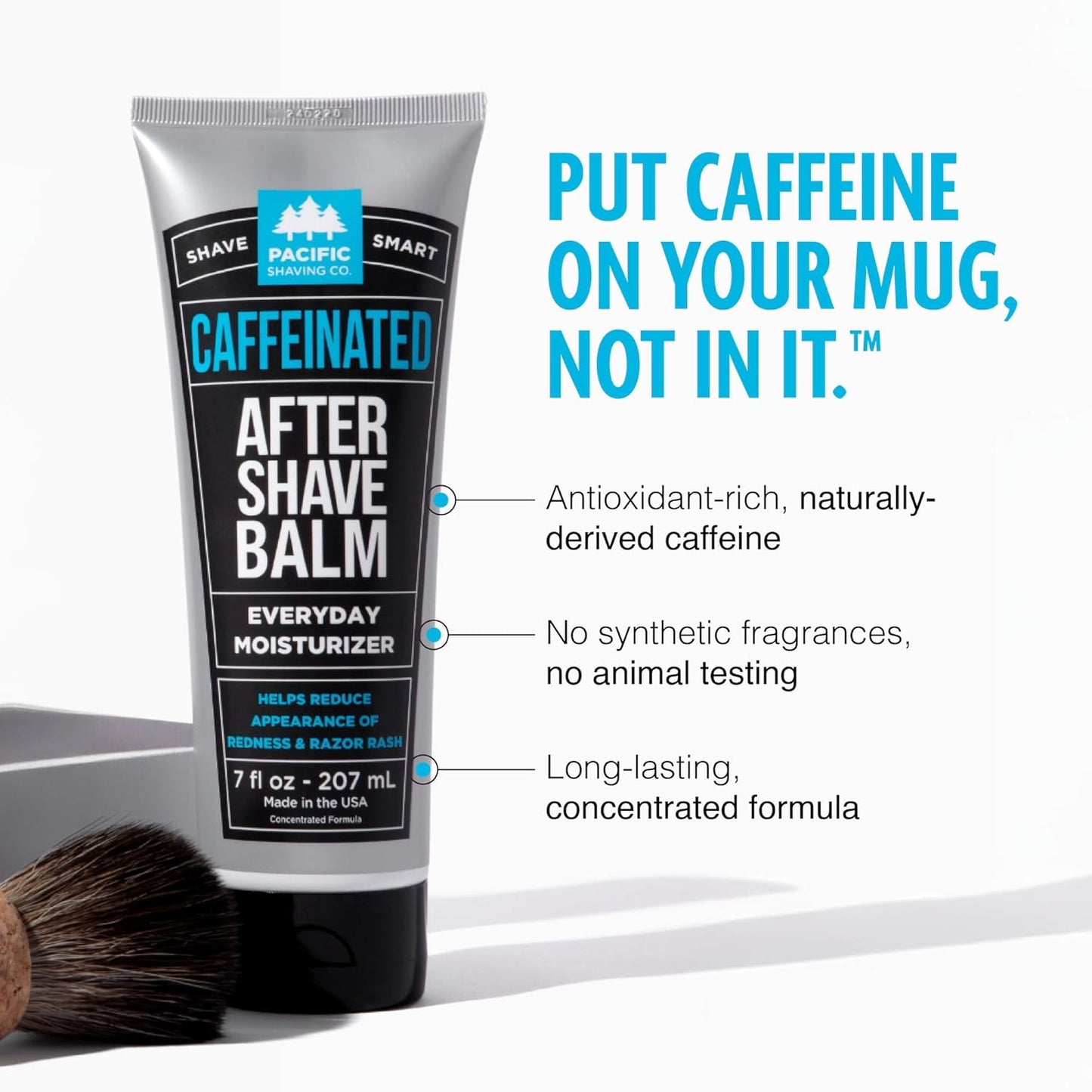 Caffeinated Aftershave for Men - Antioxidant Face Lotion & Spearmint Post Shave Balm | 7 Fl Oz, 2 Pack