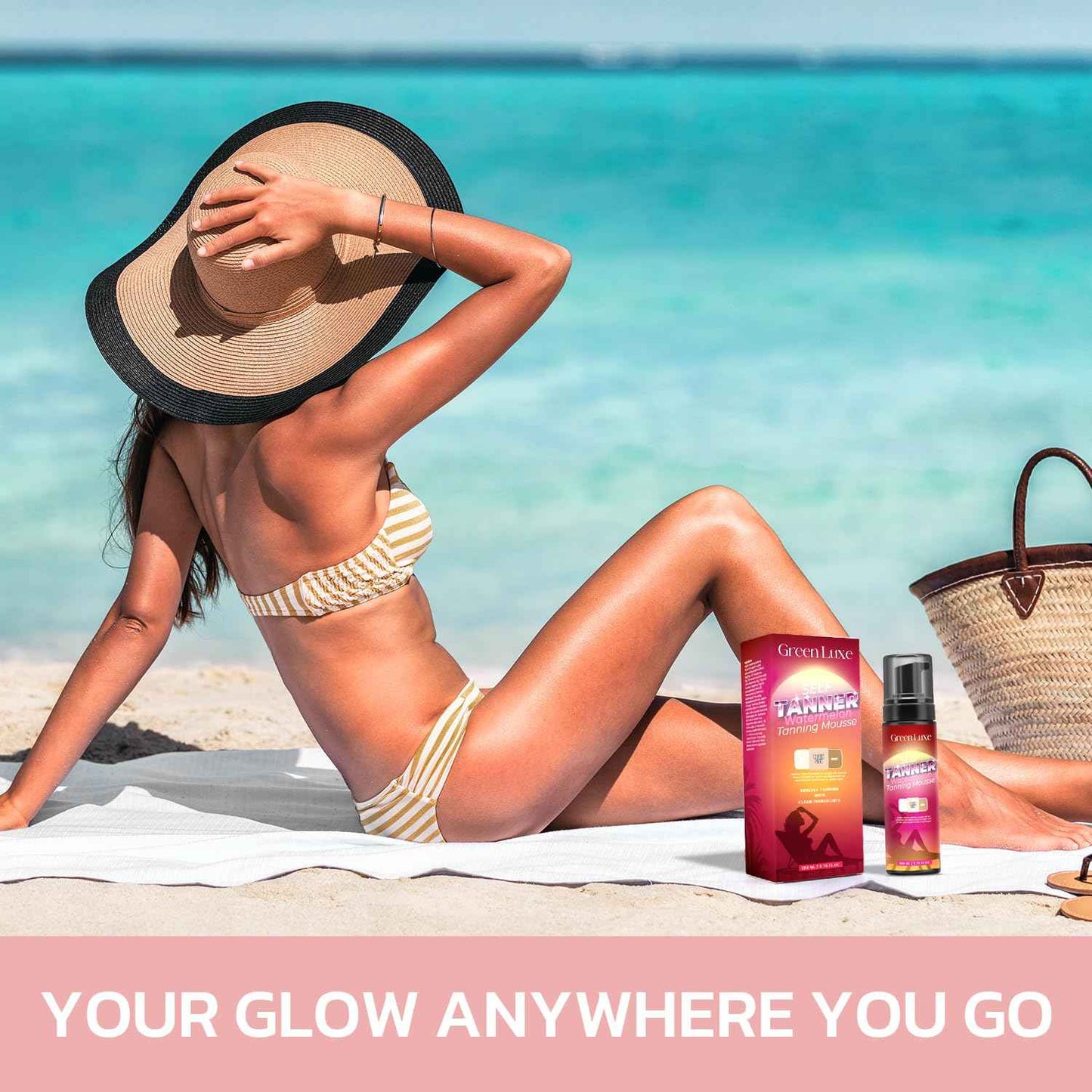 Self Tanner Mousse Kit – Light Medium Glow Sunless Tanning Foam - Flawless & Streak-Free Watermelon Scent Fake Tan Mousse with Mitt for White Pale Skin 6.76 fl. oz