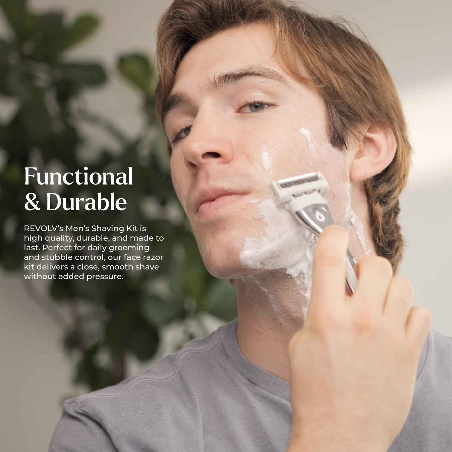 REVOLV - Men’s Razor - 1 Premium Weighted Handle + 1 Dual-Sided Cartridge + 1 Stand - For a Closer, Smoother Shave - Safe on Sensitive Skin - Black