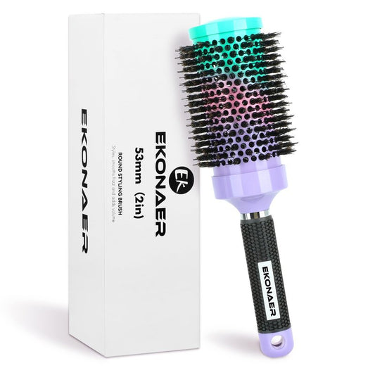 EKONAER Round Hair Brush - 2.1 Inch Thermal Ceramic Brush for Blow Drying & Volume, Soft Bristles with Enhanced Texture, for Curling and Shine