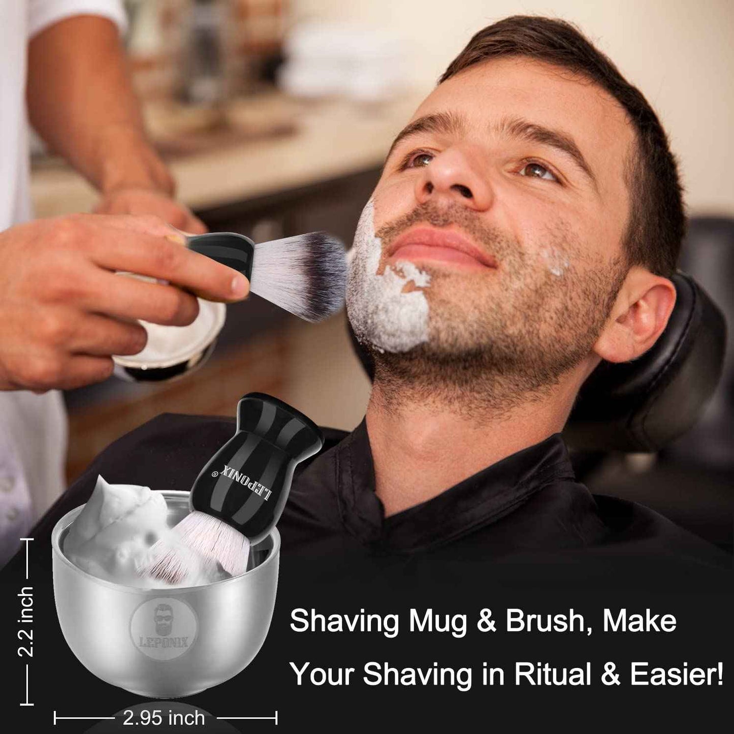 Straight Razor Shaving Kit for Men - 2 Packs Shaving Soap, Straight Edge Razor, Shaving Cream, Brush & Bowl - Unique Gifts Set for Men, Him, Dad - Stocking Stuffers,Father’s Day (Sweat Orange）