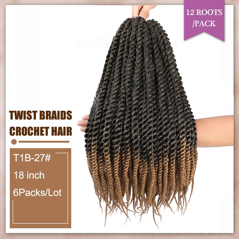 Admutty Havana Twist Crochet Hair, Jumbo Senegalese Twist Pre-Looped Synthetic Braiding Hair for Women, Soft & Lightweight Pre-Twisted Crochet Braids