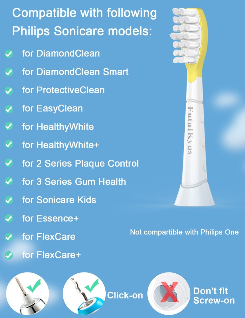 FutulkyUS Kids Toothbrush Replacement Heads for Philips Sonicare: Over 7 Years Old Child Soft Electric Standard Children Brush Head for Boy Girl, White 8 Pack