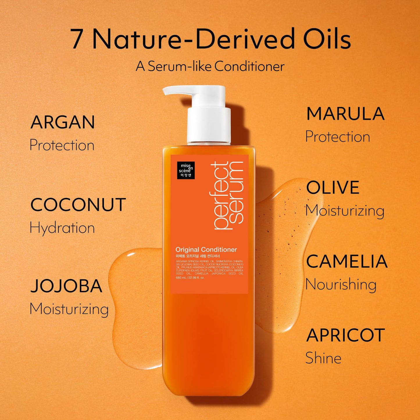 Mise En Scene Perfect Serum Original Conditioner For Damaged Hair, Nutrient Care With Argan Oil, Containing Jojoba-Seed-Oil For Smooth, Glossy Texture, 22.99 Fl. Oz.