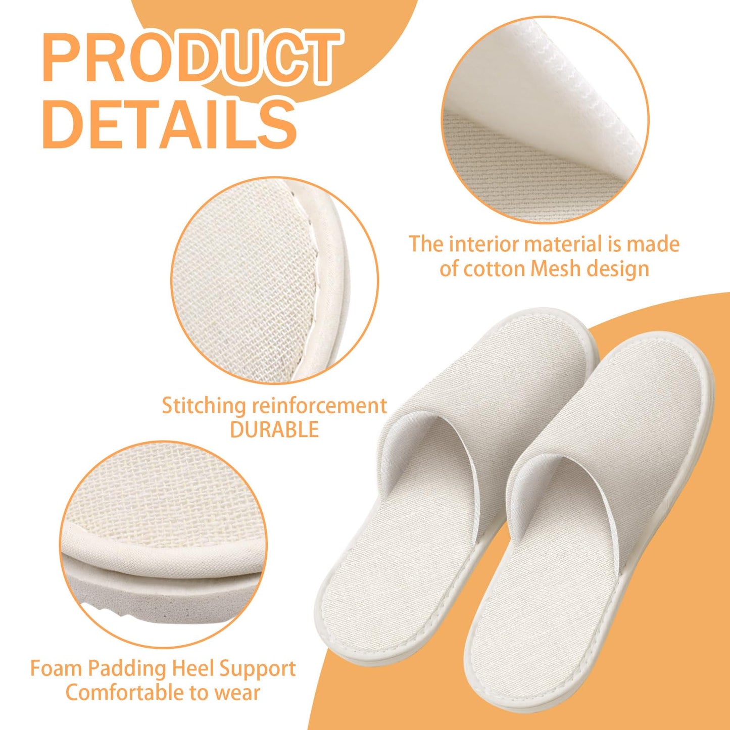 Roucerlin 12 Pairs Non Slip Disposable Slippers for Guest, Reusable Spa Slippers, Closed Toe Guest House for Men Women Home Hotel Bathroom Bedroom Wedding, Yellow