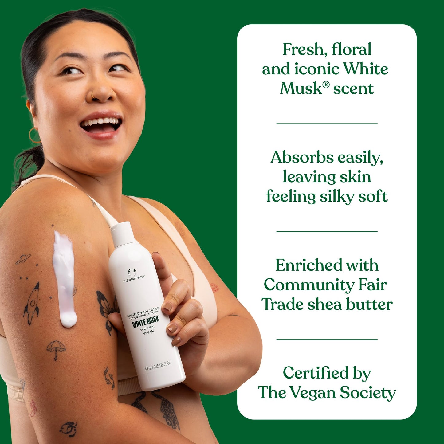 The Body Shop White Musk Body Lotion | Floral & Clean Scented Skin Cream with Cruelty Free Musk | Softens Dry Skin, 250 ml / 8.4 oz