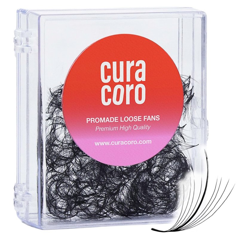 Curacoro Promade Wispy 500 Fans - 9D 0.05 Lash Extensions, C Curl 16mm Length Handmade Volume Eyelashes, Long-Lasting Professional Lash Fans