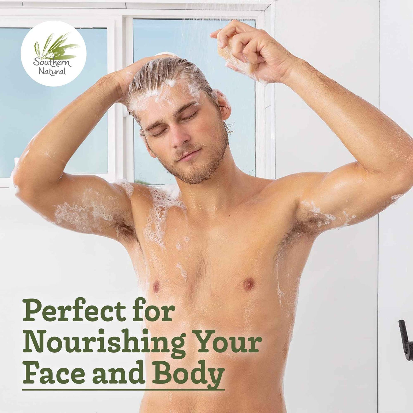 Southern Natural Handmade Goat Milk Soap Bar - Nourishing Cleanser for Dry and Sensitive Skin, Homemade Face & Body Wash with Rosemary Mint, Spearmint Essential Oil, 2-Pack (4-4.5 oz)