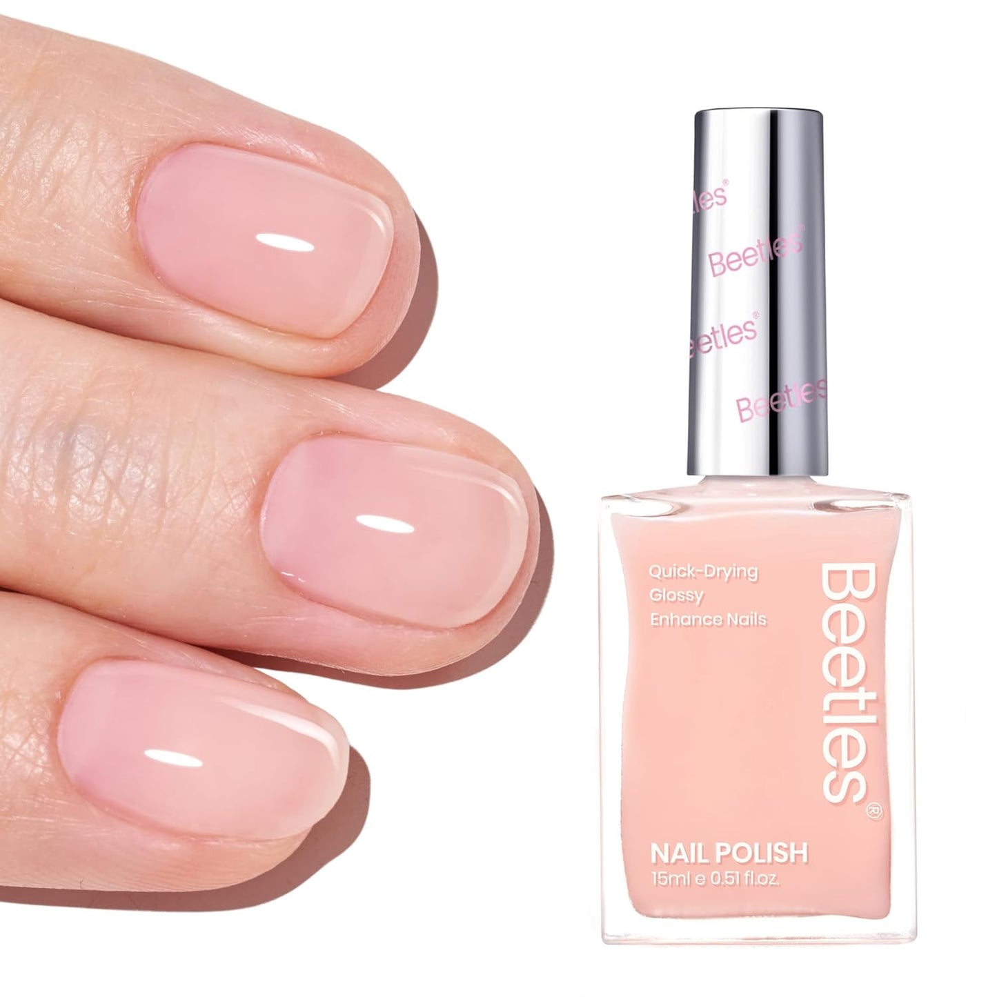 Nude Nail Polish | Pink Jelly Nail Concealer & Quick-Dry Natural Strengthener for Thin Nails - 0.51 FL OZ