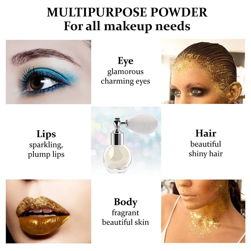 MAEPEOR Body Glitter Spray 4 Colors Shimmer Sparkle Highlighter Powder Glitter High Gloss Powder Spray for Face Body Hair Cosmetic (T01 Pearl White)