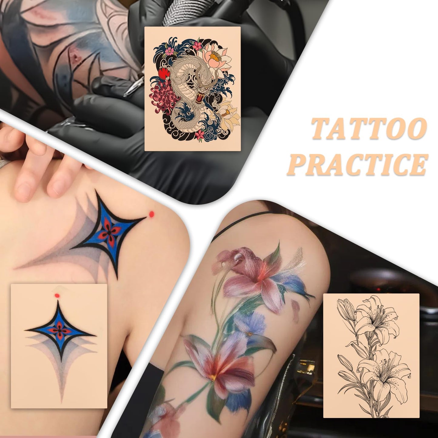 ADELPHA Tattoo Practice Skin 3mm 5.91x7.87"（46.5 In²）15 Pcs