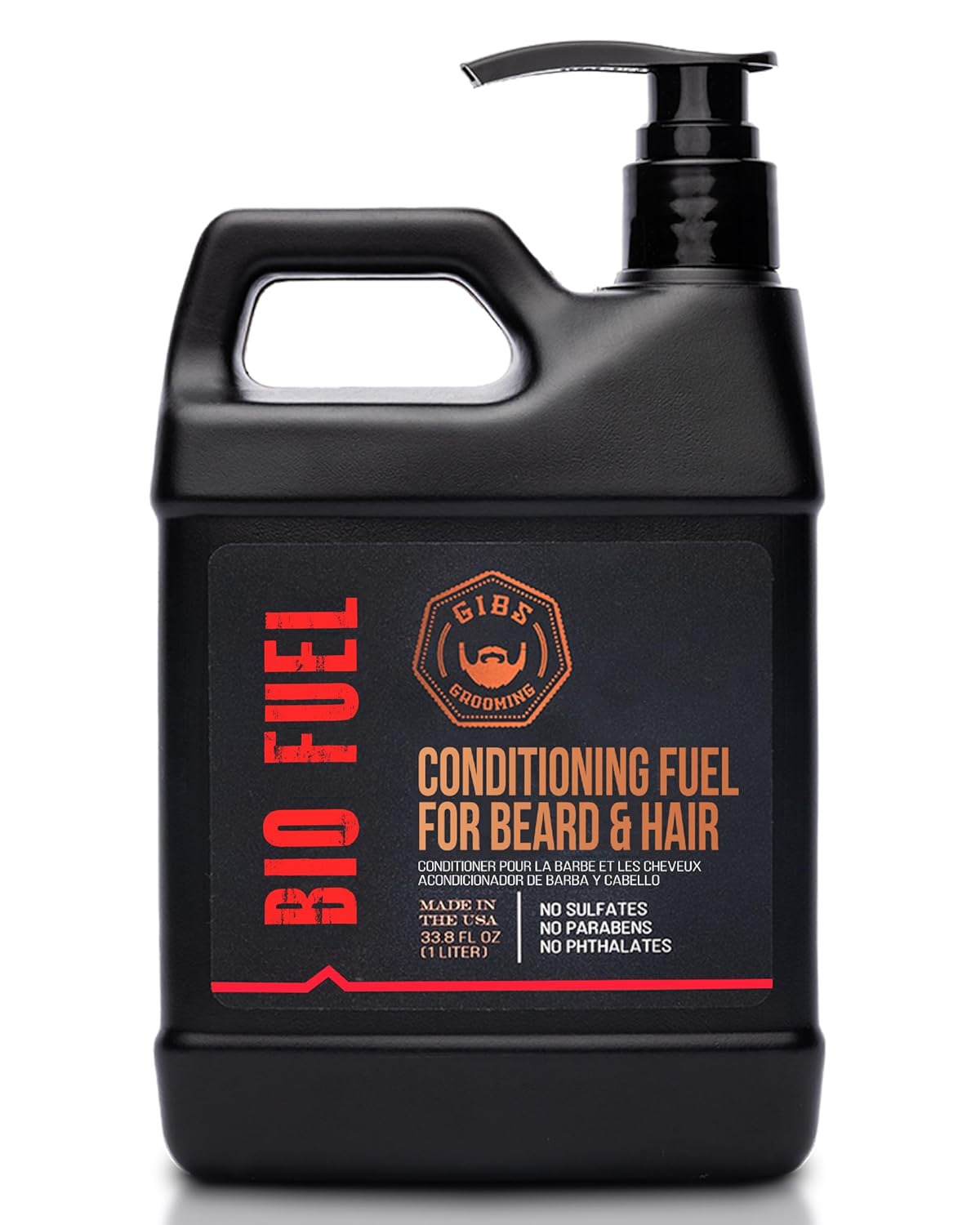 GIBS Grooming Bio Fuel | Conditioning Beard & Hair Growth Oil - Mango Butter, Caffeine, Biotin | 33.8 oz