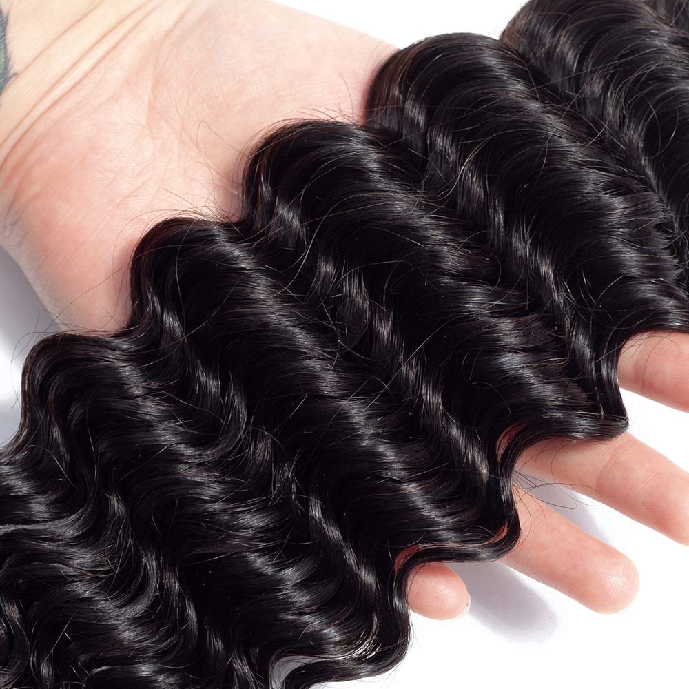 FQ Deep Wave Human Hair 1 Bundle 20 inch Brazilian Deep Water Curly Weave Hair Bundles Unprocessed Virgin Deep Wave 100g Natural Color