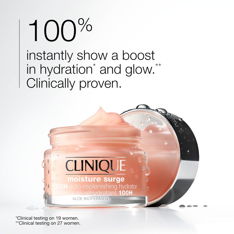 Clinique Moisture Surge Duo - Moisture Surge Active Glow Serum 1 Fl Oz +100H Auto-Replenishing Hydrator Oil Free Face Moisturizer 1 Fl Oz