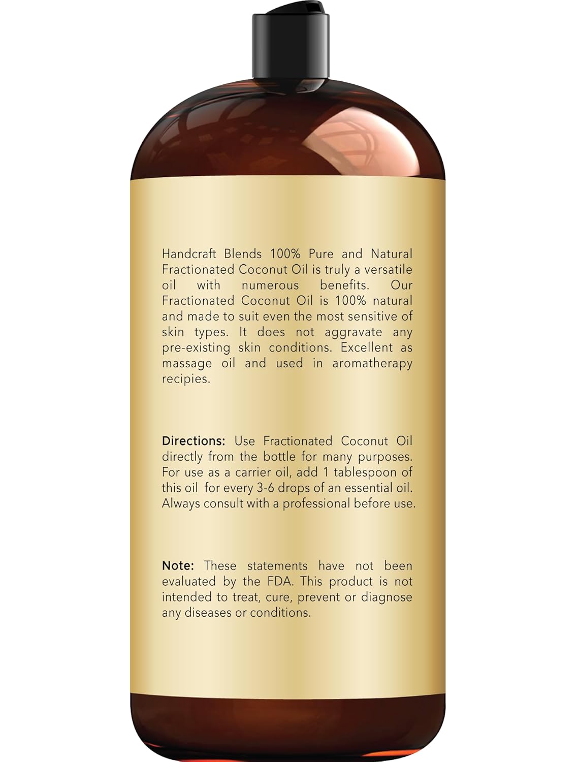 Handcraft Blends Fractionated Coconut Oil - 8 Fl Oz - 100% Pure and Natural - Premium Grade Carrier Oil for Skin and Hair - Hair and Body - Massage