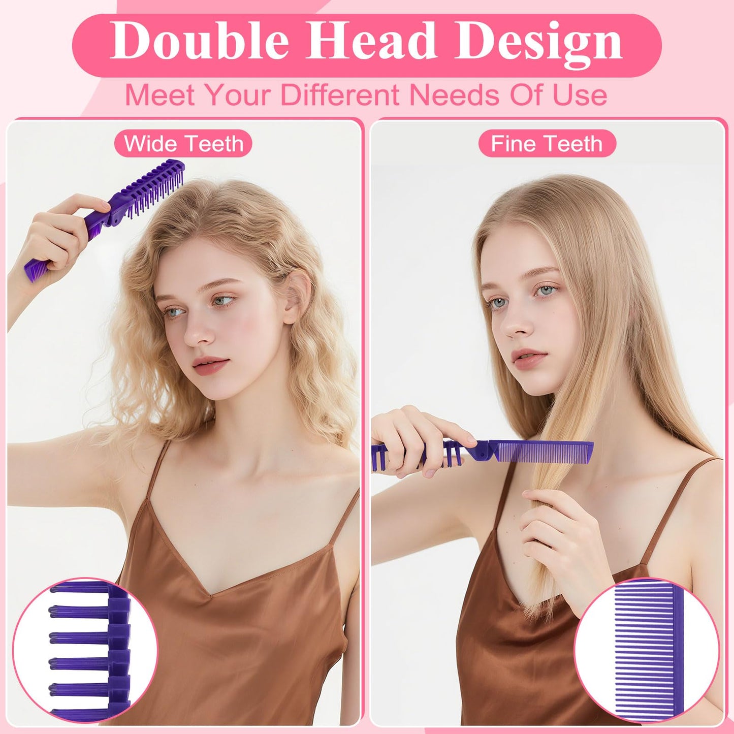 Foldable Hair Combs In Bulk, Individually Wrapped Multicolour Folding Comb, Women Men Pocket Size Double Headed Mini Hair Brush Styling Tool for Travel Hotel Homeless Shelter Charity Church(120 Pack)