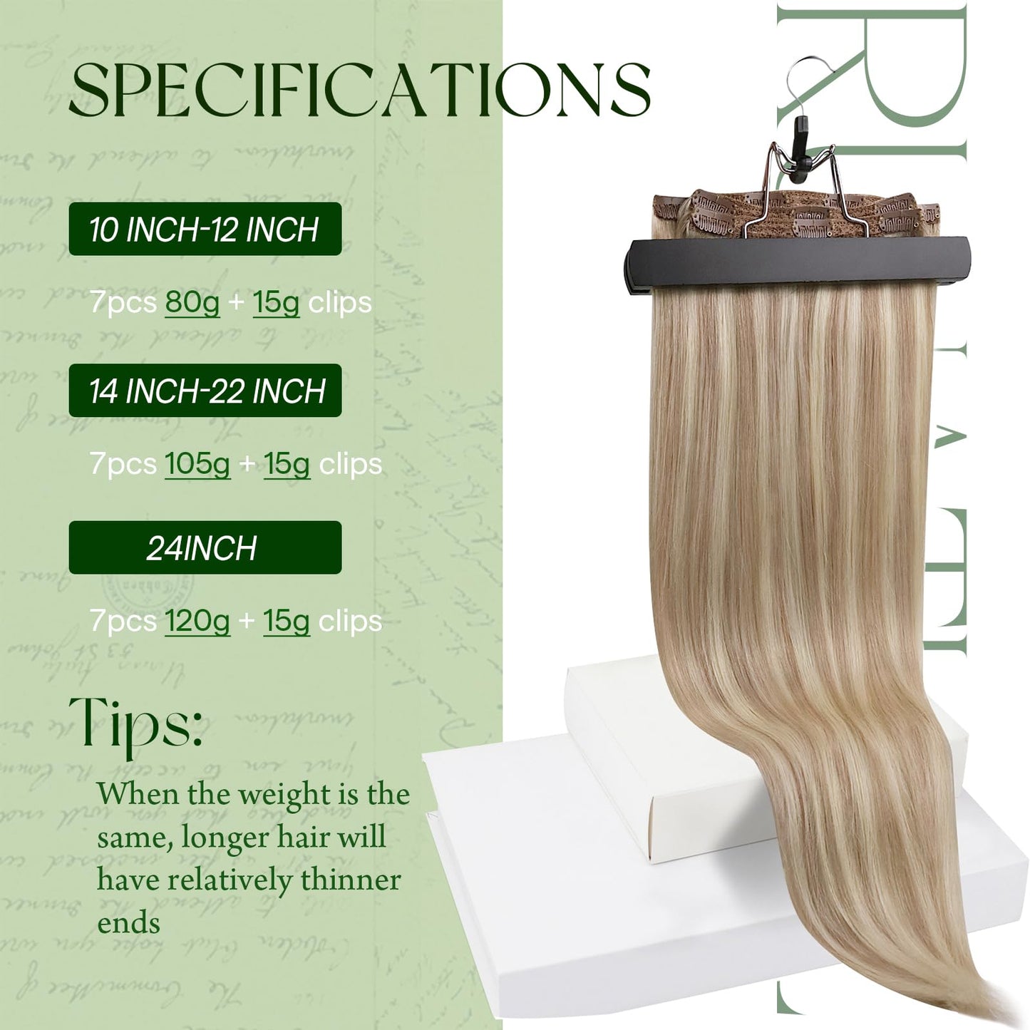 RUNATURE Blonde Clip in Hair Extensions Human Hair, Real Hair Extensions Clip in Human Hair, Remy Thick Hair for Women, Double Weft, 12 Inch 80g 7pcs #18P60 Ash Blonde HIghlight