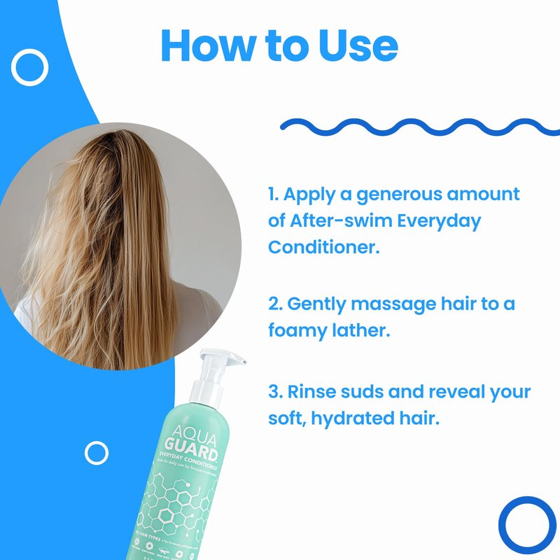 AQUA GUARD Everyday Conditioner for Damaged & Brittle Hair - Smoothes, Softens & Repairs Chlorine Damage - Paraben and Gluten Free, Vegan, Color Safe, Leaping Bunny Certified (9.5 oz)