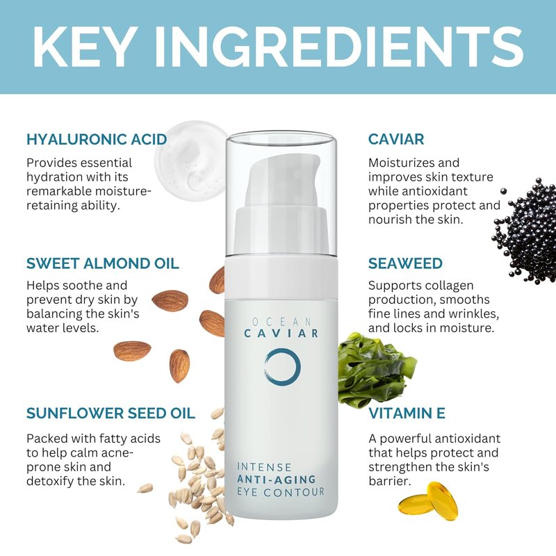 Caviar Eye Contour Cream for Mature Skin - Anti-Aging with Hyaluronic Acid | Targets Wrinkles & Puffiness - 30mL