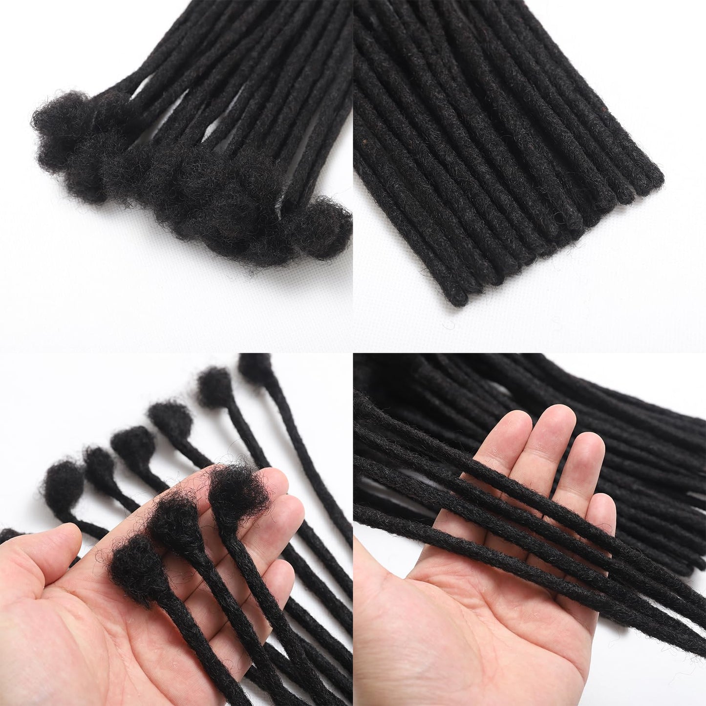 Fully Handmade Permanent Loc Extensions Human Hair 0.8 cm Width Dreadlock Extensions 10 Inch 20 Strands 100% Real Human Hair Locs For Men/Women/Kids