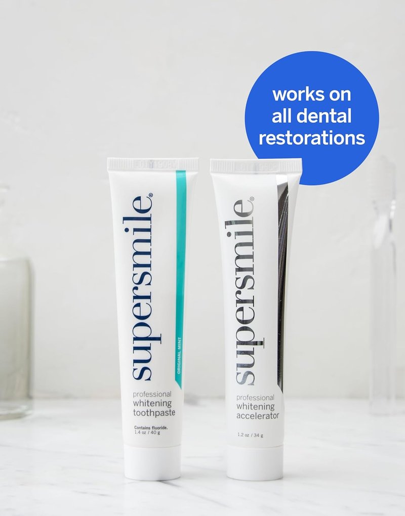 Supersmile Whitening System - Toothpaste & Accelerator Duo with 14 Dissolving Whitening Strips | Travel Size Kits