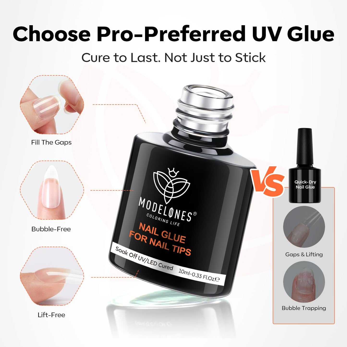 modelones 10-in-One Gel Nail Glue with Nail Dehydrator and Primer for Acrylic Nails Tips Forms, Blooming Gel, /Adhesive Bond, Long Lasting Acrylic Nail Supplies