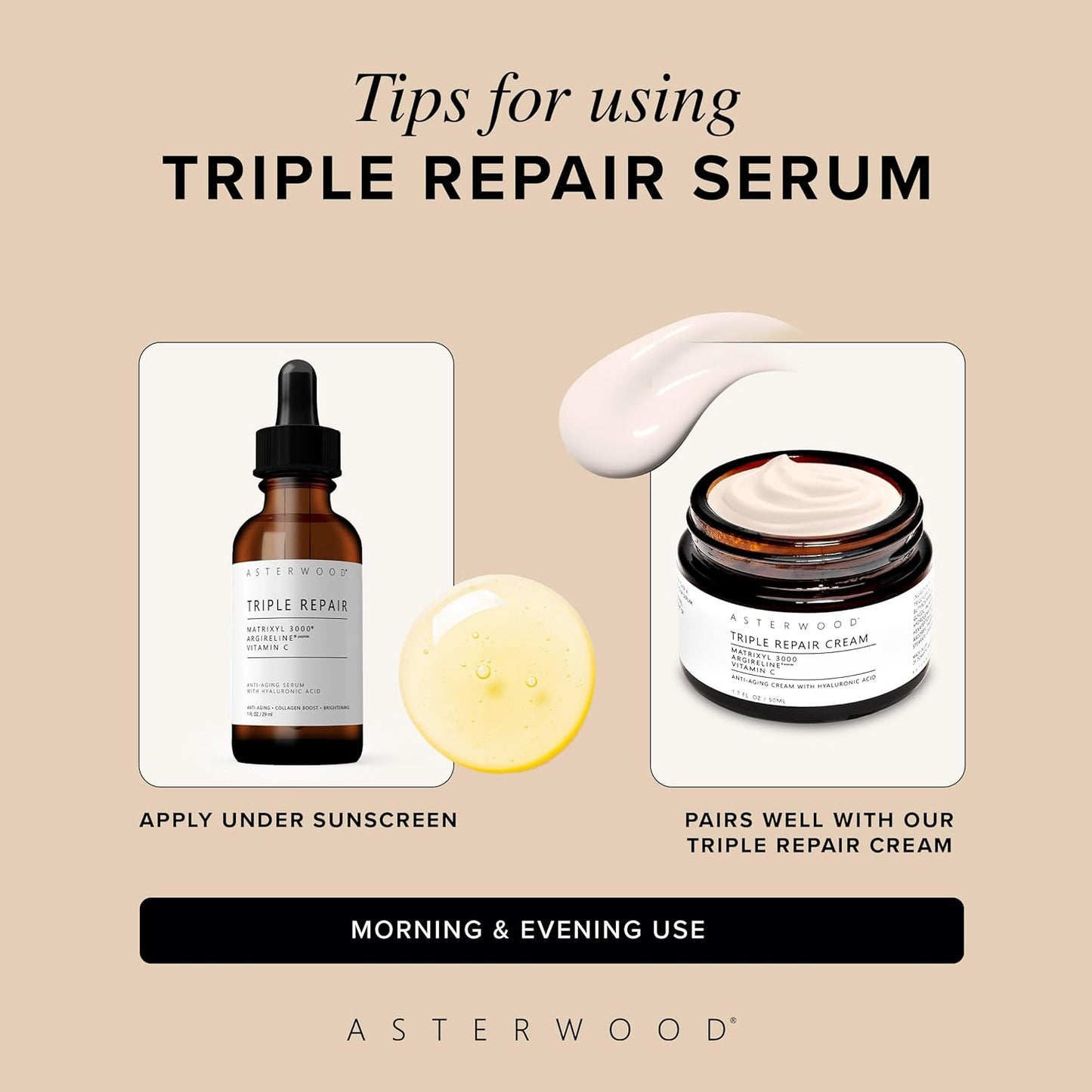 Asterwood Matrixyl 3000 Serum - Anti-Aging Hyaluronic Acid & Vitamin C for Hydration | 1 Fl Oz