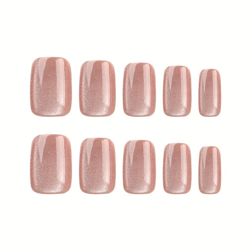Press On Nails - Caramel Toffee Cat Eye Acrylics | Shimmering Velvet Finish, 24 Pcs for Daily Wear