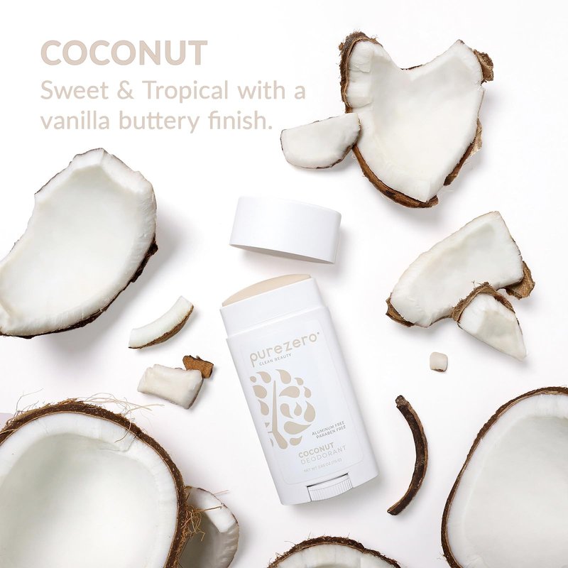 Purezero Deodorant | COCONUT | Aluminum & Paraben Free with Baking Soda and 24-Hour Odor Protection | For Women & Men | Infused with Shea Butter & Coconut Oil (1 Pack)
