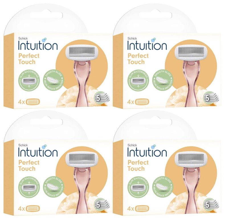 Schick Intuition Perfect Touch Razor Blade Refills, 5 Blade System, 16 Cartridges Total, 4 Pack