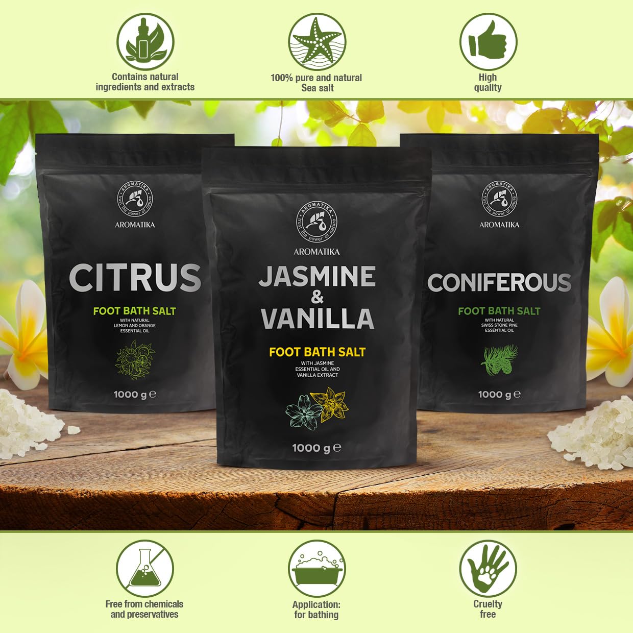 AROMATIKA Foot Soak - Jasmine & Vanilla 35Oz - Pedicure Foot Soak - Foot Bath Additive - Relax & Aromatherapy