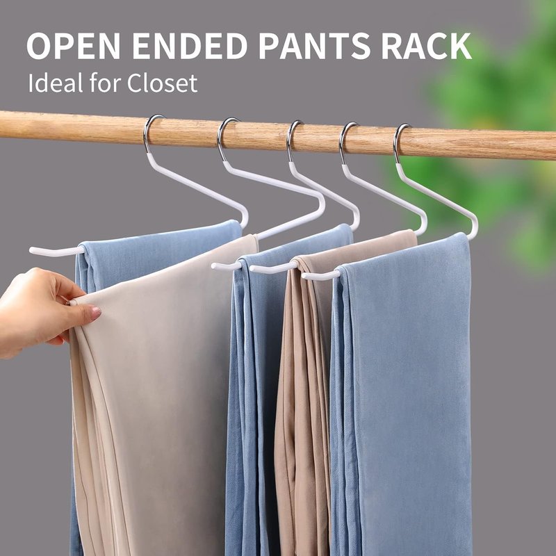 Jean Hangers for Closet - 10 Pack Non-Slip Stainless Steel Space Saving Hangers | Durable Design