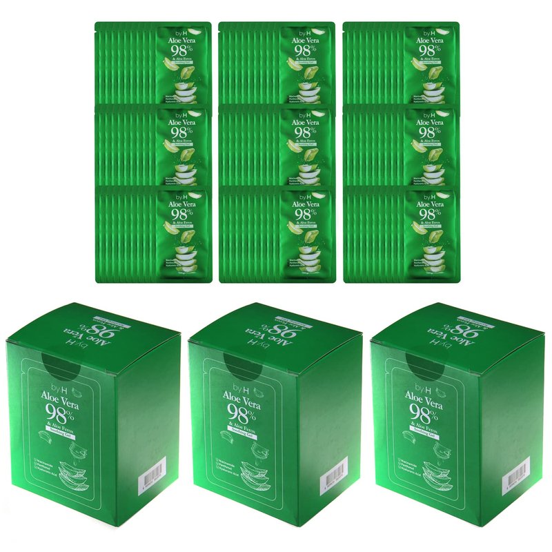 by.H Organic Aloe Vera Bulk Soothing Gel-Natural Moisturizer for Skin [90 PCS], Hair, Effective for Sunburns, Razor Burns, Gentle, Non-Greasy, Skincare [Made in Korea] Pouch - (3 Packs of 30 PCS)