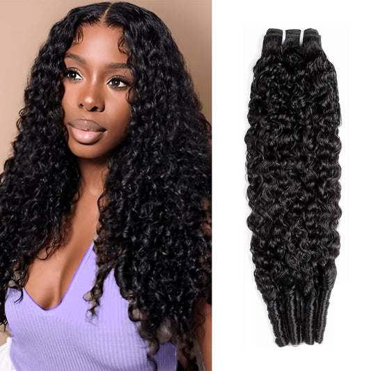 Muzkala Burmese Curly Bundles Human Hair Water Wave Human Hair 100% Unprocessed Brazilian Virgin Remy Hair Bundles Quick Weave for Women Natural Black (Burmese Curly Natural Black, 18 Inch)