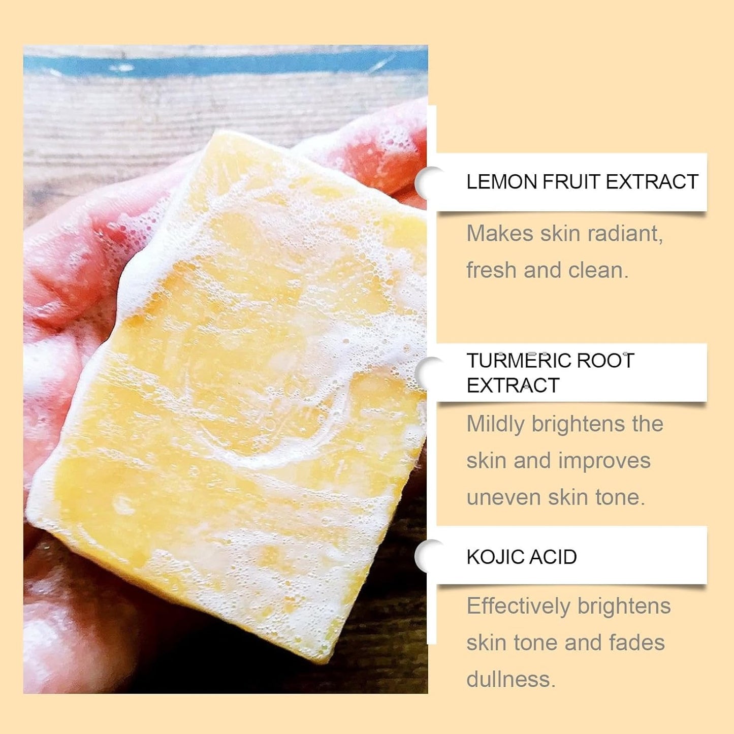 Turmeric Facial Care Set - Kojic Soap Bar, Cleansing Wash & Facial Pads | 3-Piece Skincare Trio