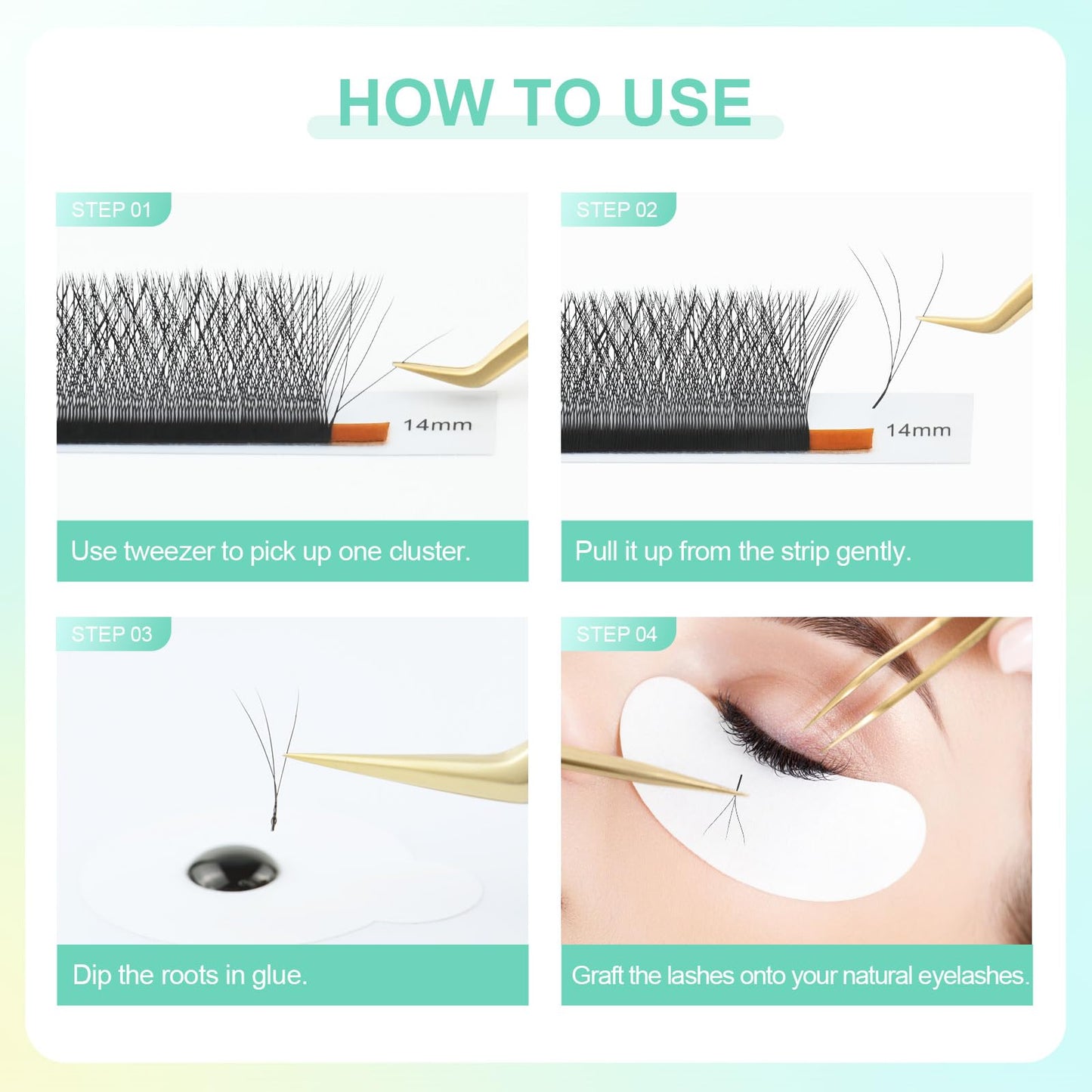NAGARAKU 3D W Shape Eyelash Extension 5 Trays in 1 pack Volume 0.07mm D curl 9/10/11/12/13mm Premade Fans Faux Mink Matte Black Cluster Easy Fanning False Lashes